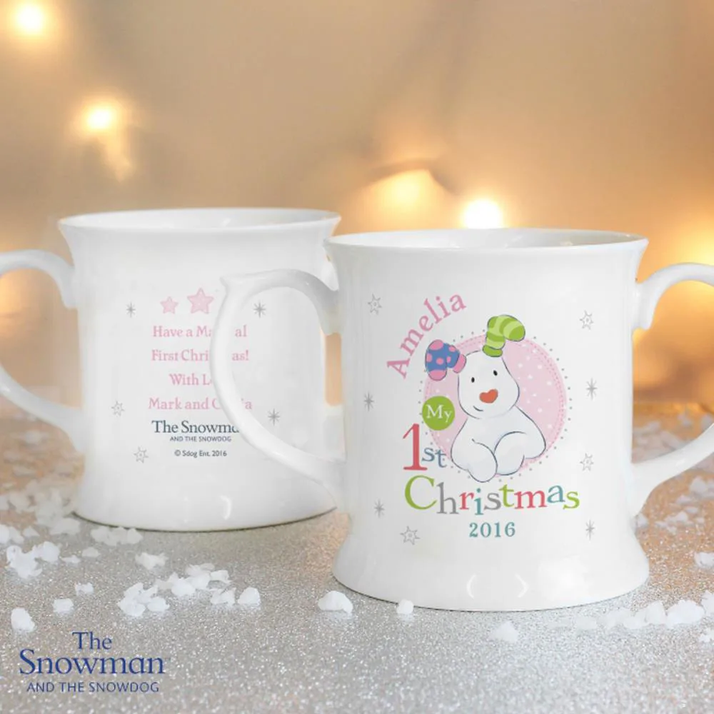 Personalised The Snowdog My 1st Christmas Pink Loving Mug Extra Image 3
