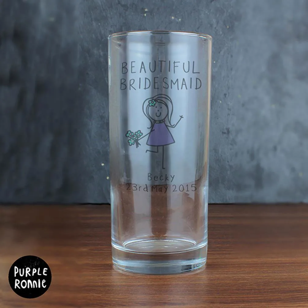 Personalised Purple Ronnie Female Wedding Hi Ball Glass Extra Image 2