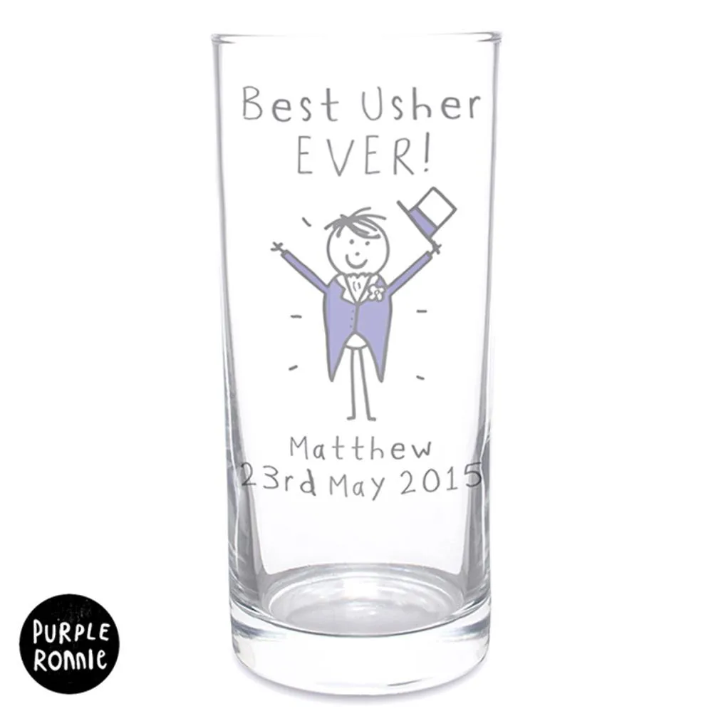 Personalised Purple Ronnie Wedding Male Hi Ball Glass Extra Image 1