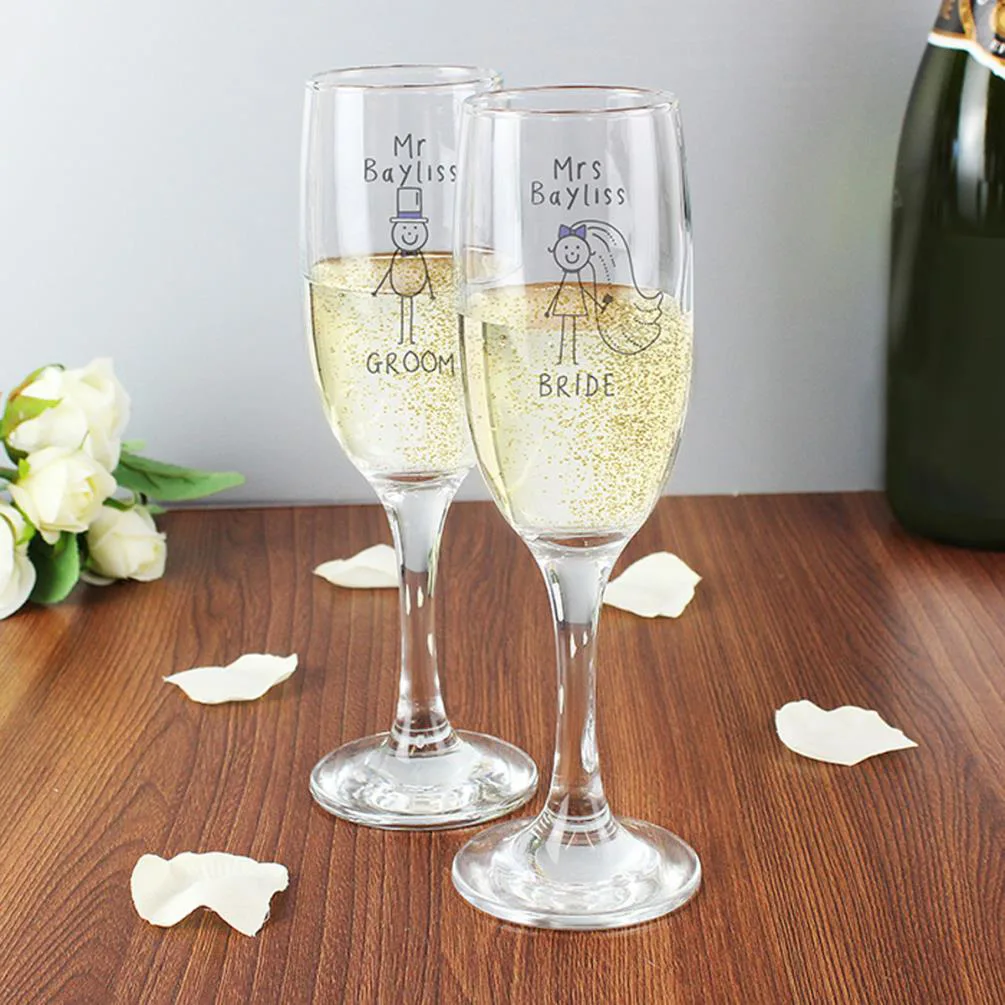 Personalised Purple Ronnie Wedding Mr & Mrs Flute Set Extra Image 2