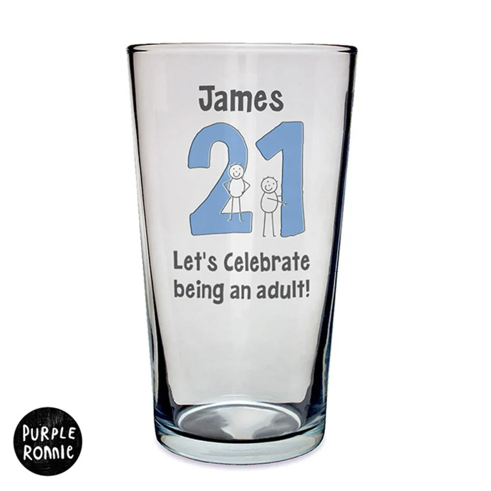 Personalised Purple Ronnie Big Age Male Straight Sided Pint Glass Extra Image 1