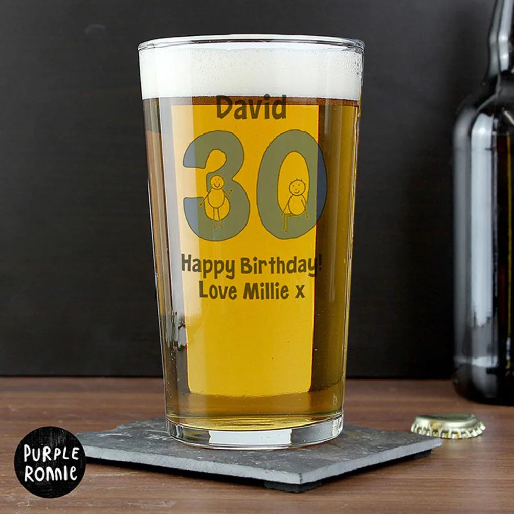 Personalised Purple Ronnie Big Age Male Straight Sided Pint Glass Extra Image 3