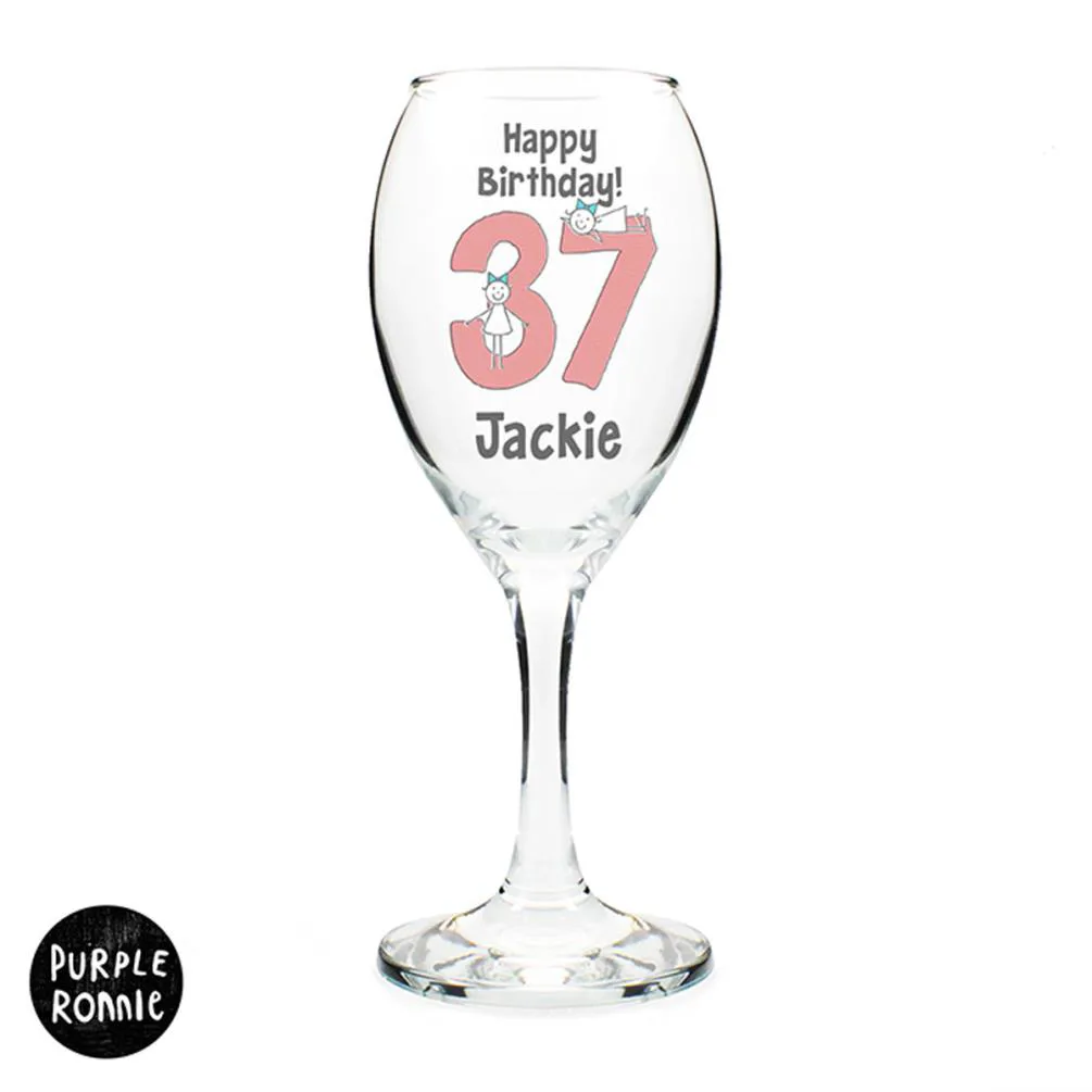 Personalised Purple Ronnie Big Age Female Wine Glass Extra Image 1
