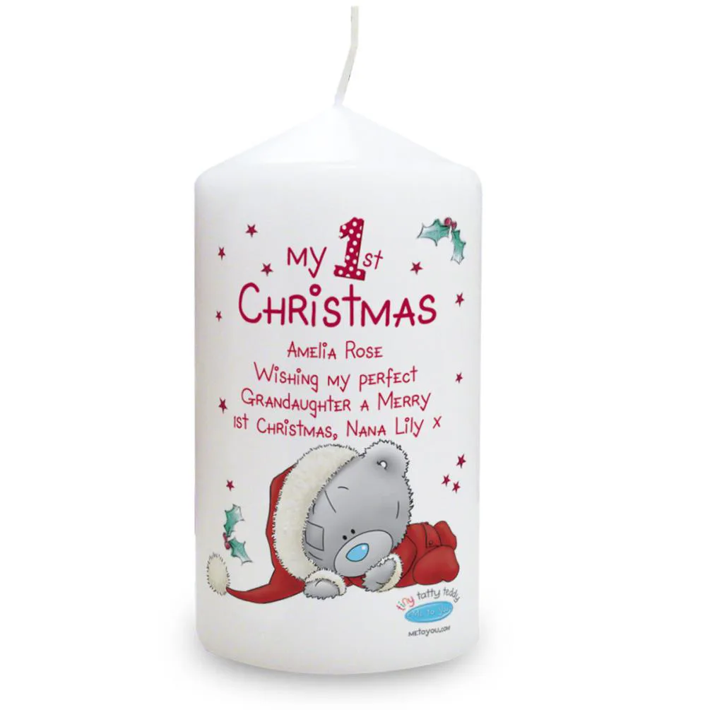 Personalised My 1st Christmas Tiny Tatty Teddy Candle Extra Image 1