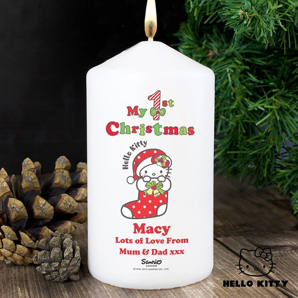 Personalised Hello Kitty My 1st Christmas Candle Extra Image 1