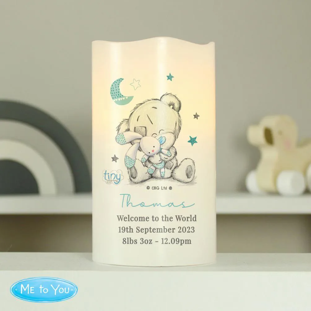 Personalised Tiny Tatty Teddy Blue Nightlight LED Candle Extra Image 1