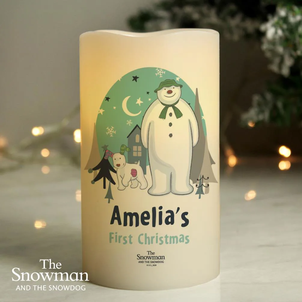 Personalised The Snowman & The Snowdog LED Candle Extra Image 1