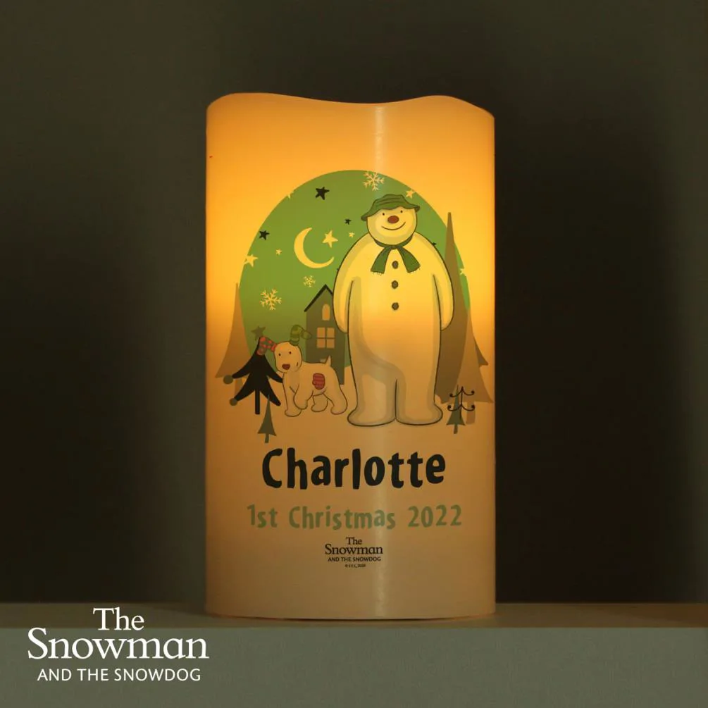 Personalised The Snowman & The Snowdog LED Candle Extra Image 2
