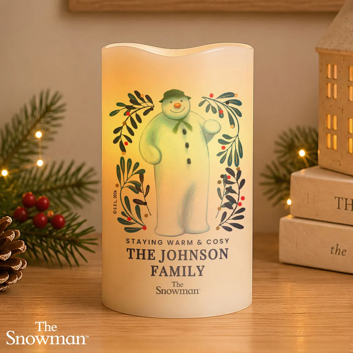 Personalised The Snowman Botanical LED Candle Extra Image 1