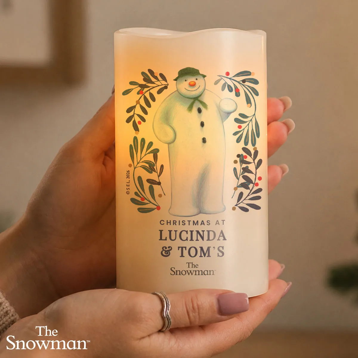Personalised The Snowman Botanical LED Candle Extra Image 2