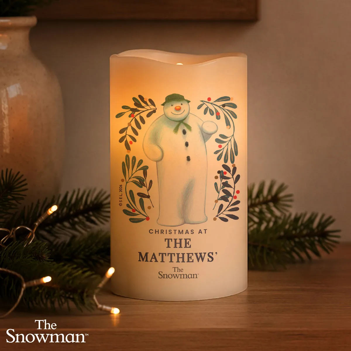 Personalised The Snowman Botanical LED Candle Extra Image 3