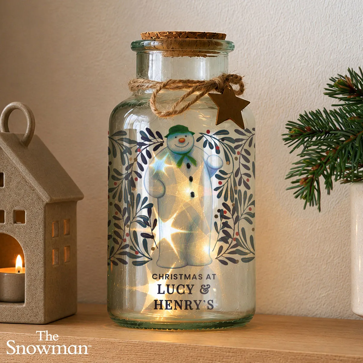 Personalised The Snowman Botanical LED Jar Extra Image 1