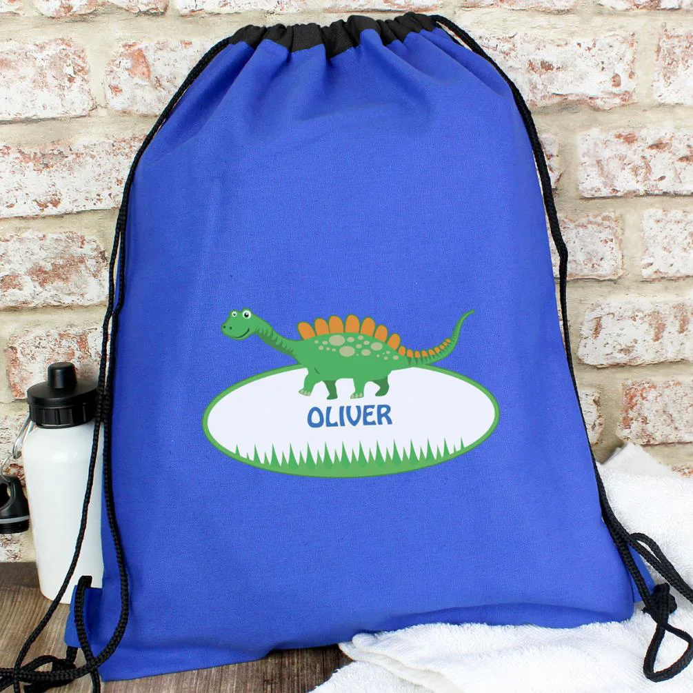 Personalised Dinosaur Waterproof Drawstring Swim / Kit Bag Extra Image 1