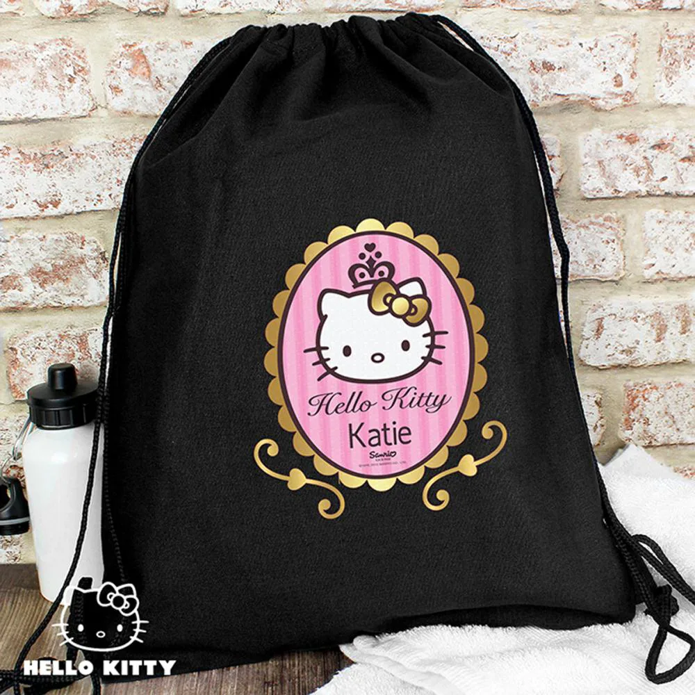 Personalised Hello Kitty Chic Canvas Drawstring Kit Bag Extra Image 1