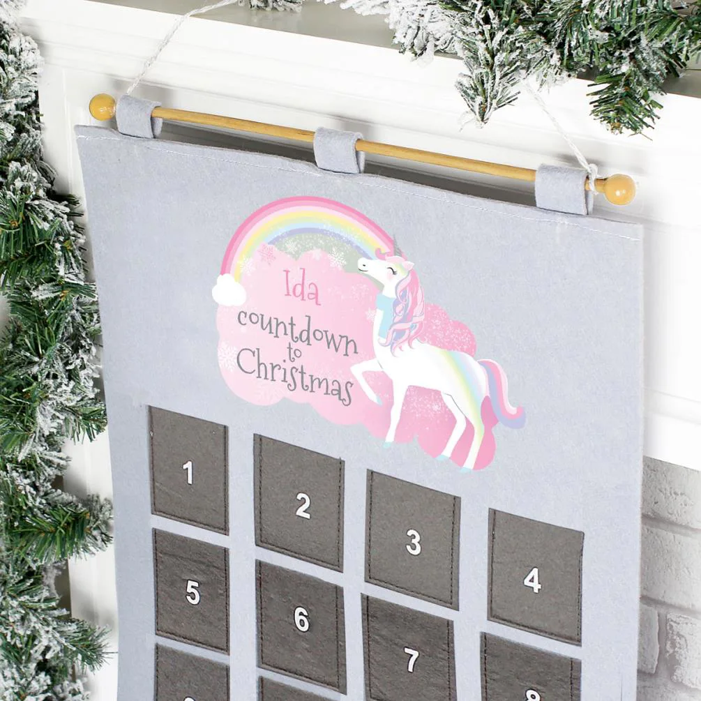 Personalised Unicorn Christmas Fabric Advent Calendar Extra Image 1