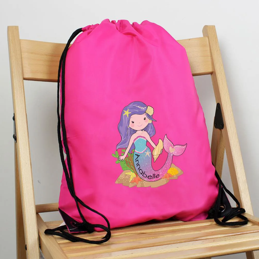 Personalised Mermaid Pink Drawstring Bag Extra Image 1