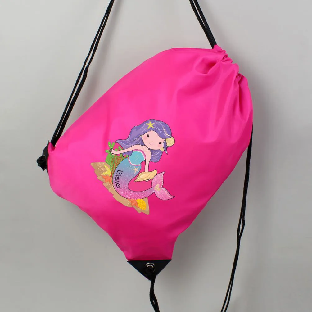 Personalised Mermaid Pink Drawstring Bag Extra Image 2