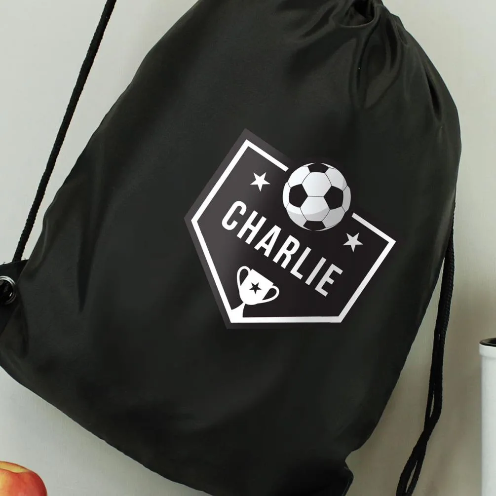 Personalised Football Black Drawstring Bag Extra Image 1