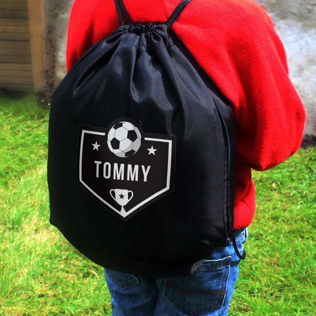 Personalised Football Black Drawstring Bag Extra Image 3