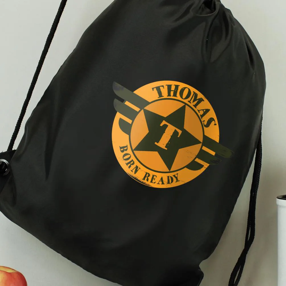 Personalised Badge Black Drawstring Bag Extra Image 2