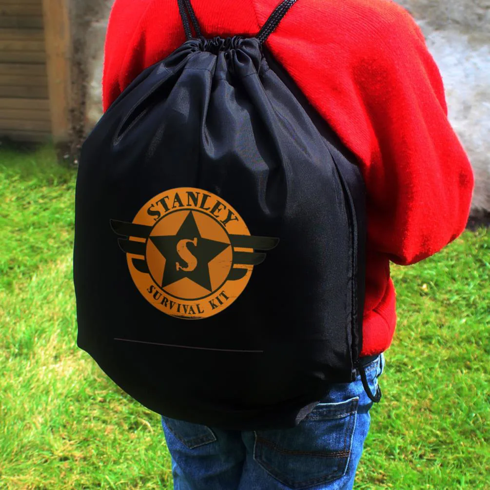 Personalised Badge Black Drawstring Bag Extra Image 3