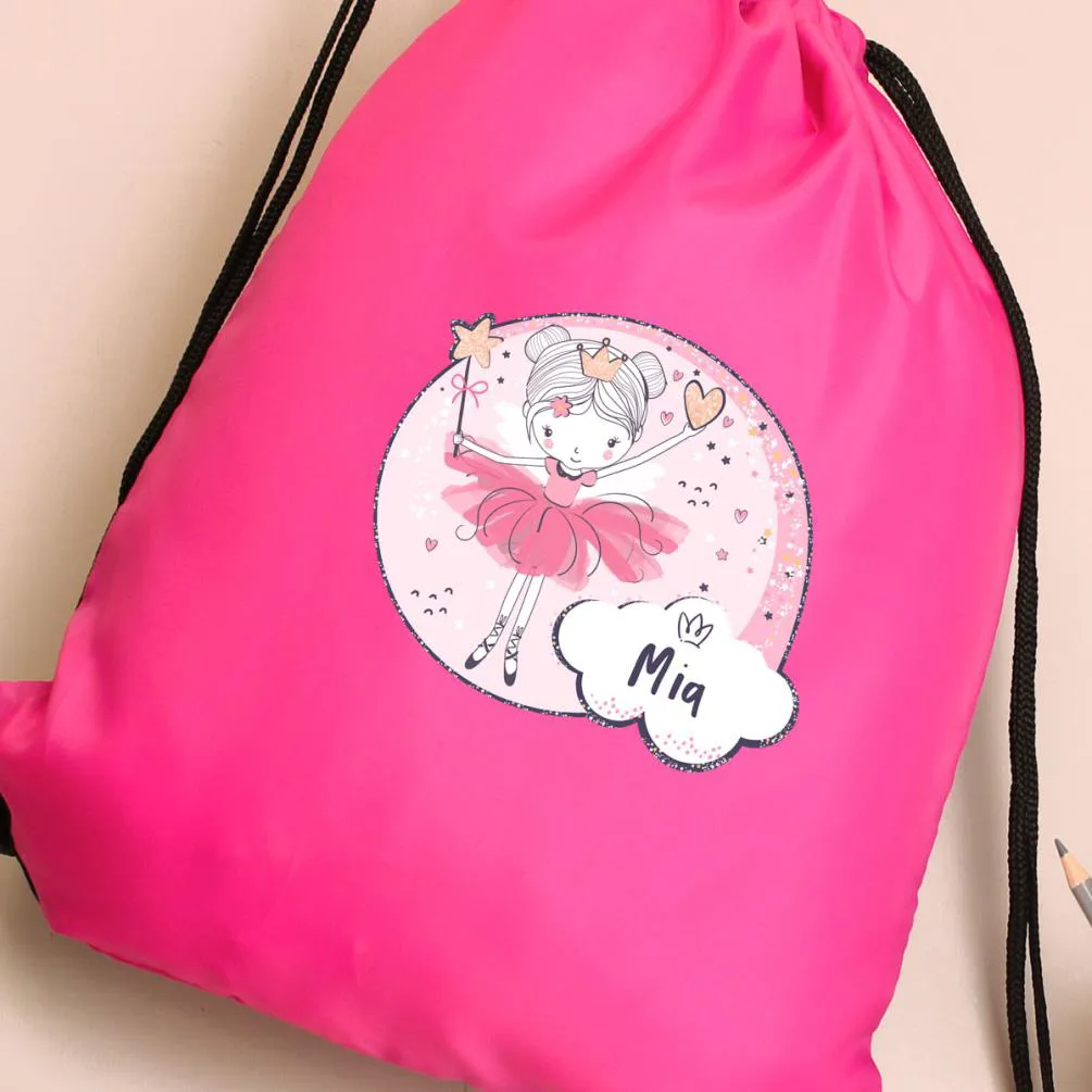 Personalised Fairy Pink Drawstring Bag Extra Image 2