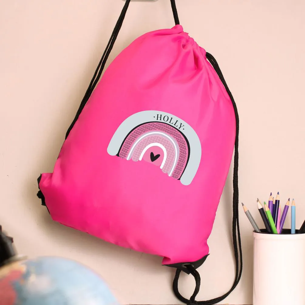 Personalised Rainbow Pink Drawstring Bag Extra Image 1