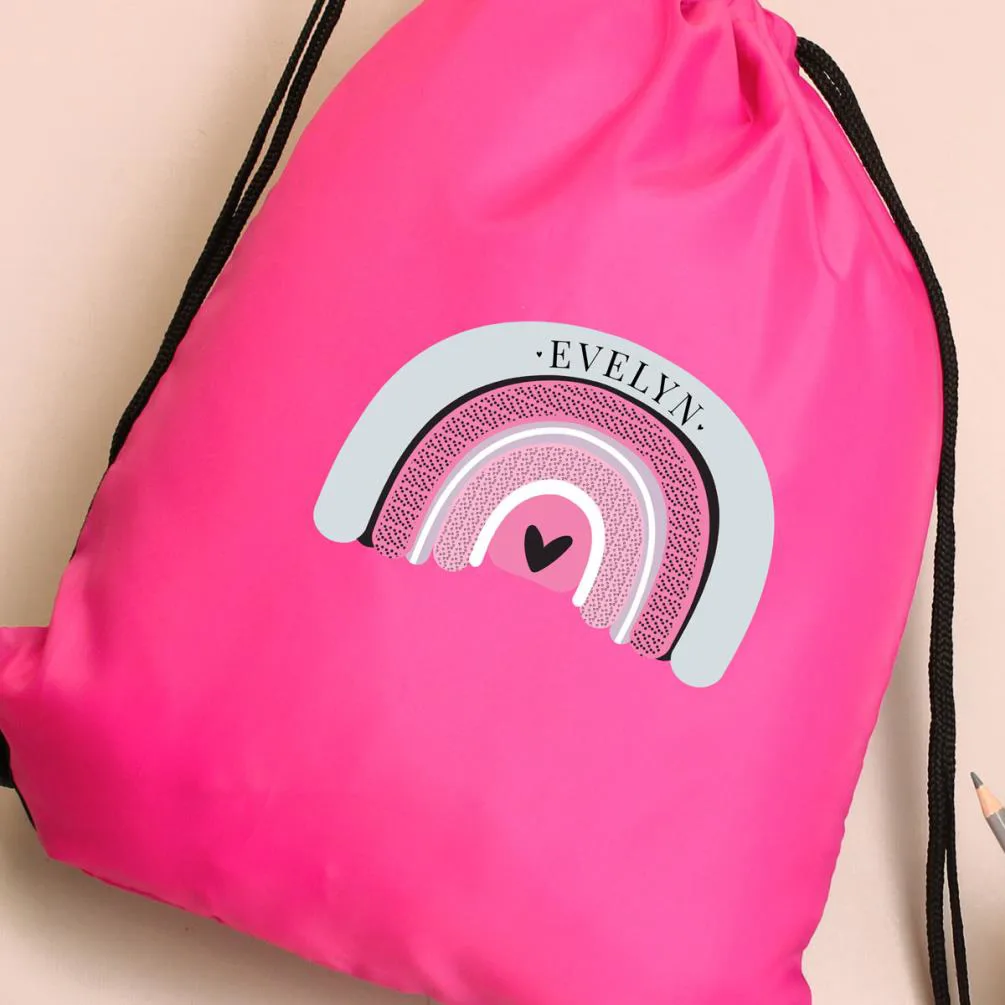 Personalised Rainbow Pink Drawstring Bag Extra Image 2