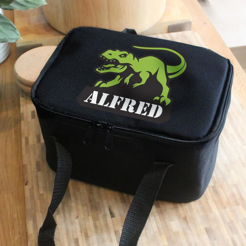 Personalised Dinosaur Black Lunch Bag Extra Image 2