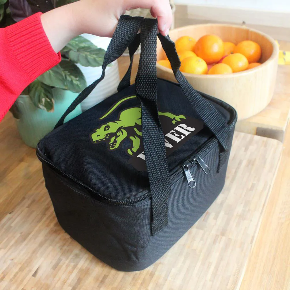Personalised Dinosaur Black Lunch Bag Extra Image 3