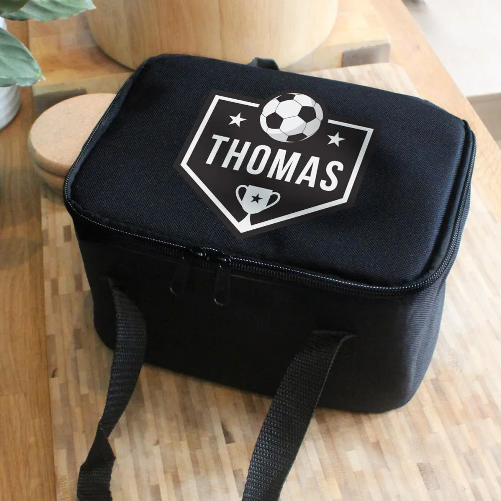 Personalised Football Black Lunch Bag Extra Image 2
