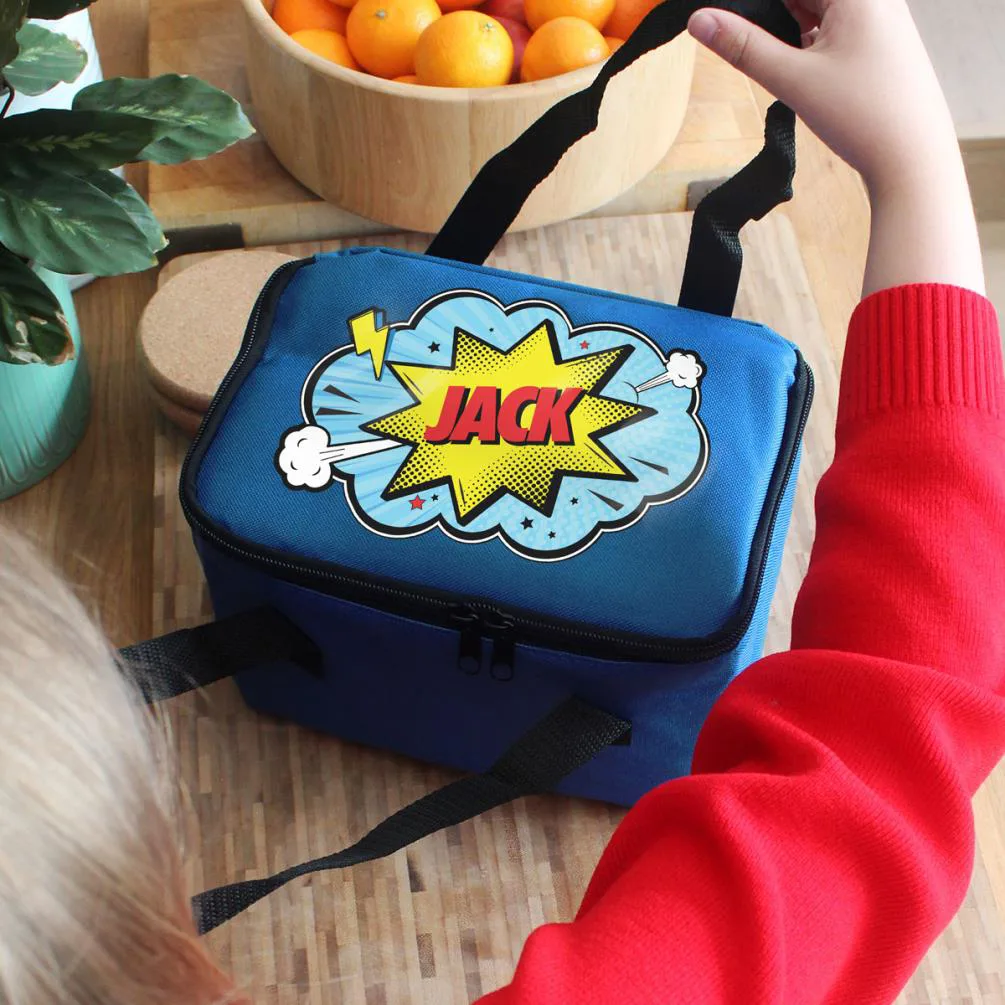 Personalised Superhero Blue Lunch Bag Extra Image 3