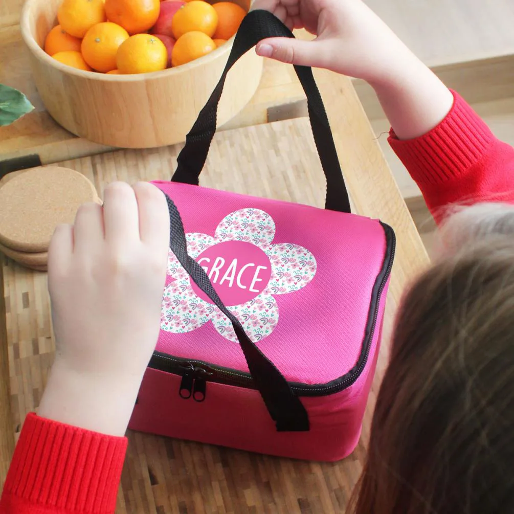 Personalised Flower Pink Lunch Bag Extra Image 2