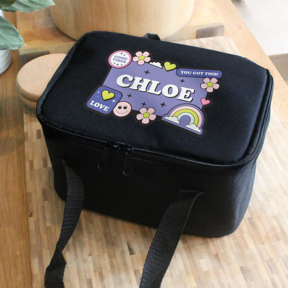 Personalised Good Vibes Black Lunch Bag Extra Image 1