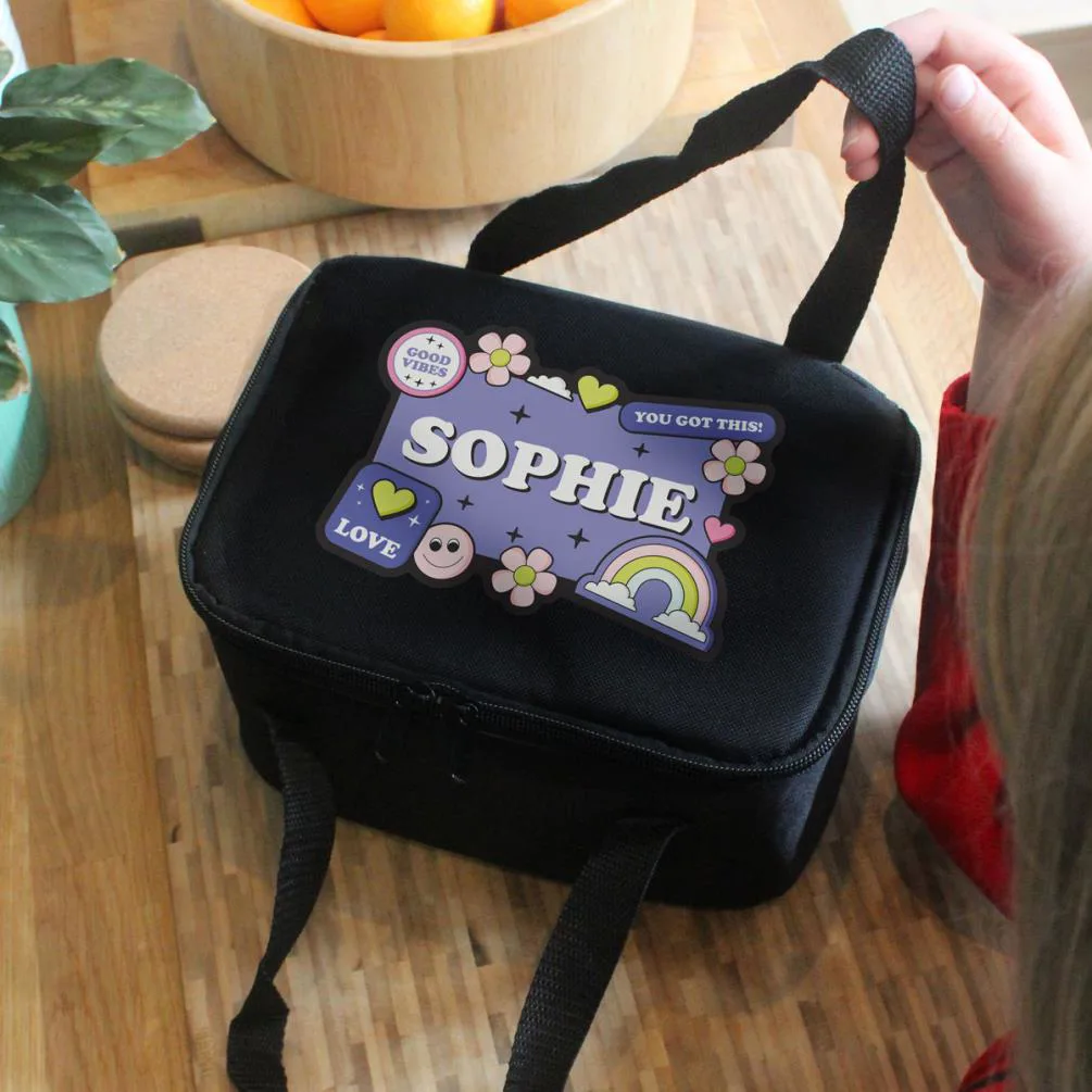 Personalised Good Vibes Black Lunch Bag Extra Image 2