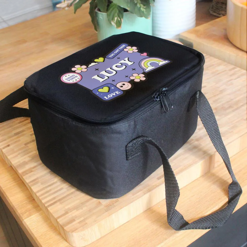 Personalised Good Vibes Black Lunch Bag Extra Image 3