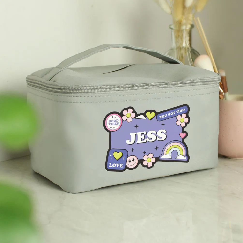 Personalised Good Vibes Grey Make Up Wash Bag Extra Image 3