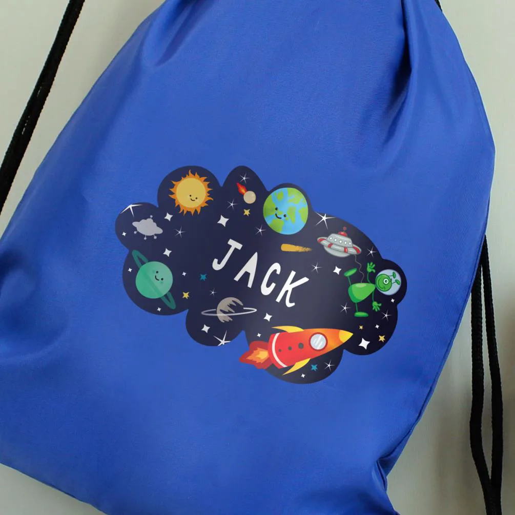 Personalised Space Blue Drawstring Bag Extra Image 2