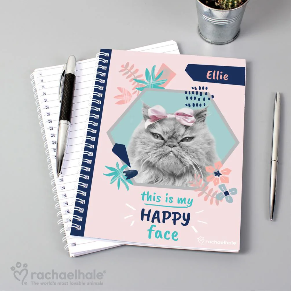Personalised Rachael Hale Happy Face Cat A5 Notebook Extra Image 3