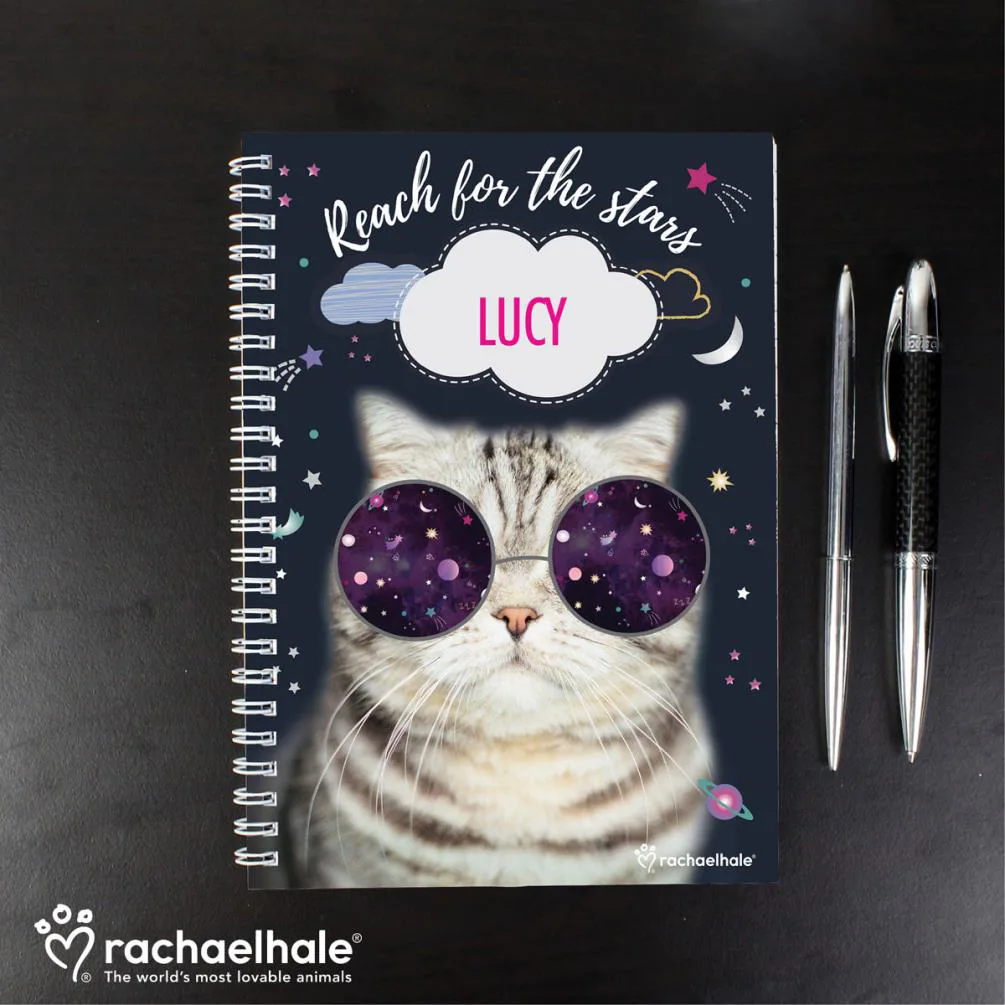 Personalised Rachael Hale Space Cat A5 Notebook Extra Image 1