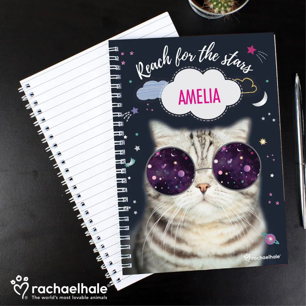 Personalised Rachael Hale Space Cat A5 Notebook Extra Image 3