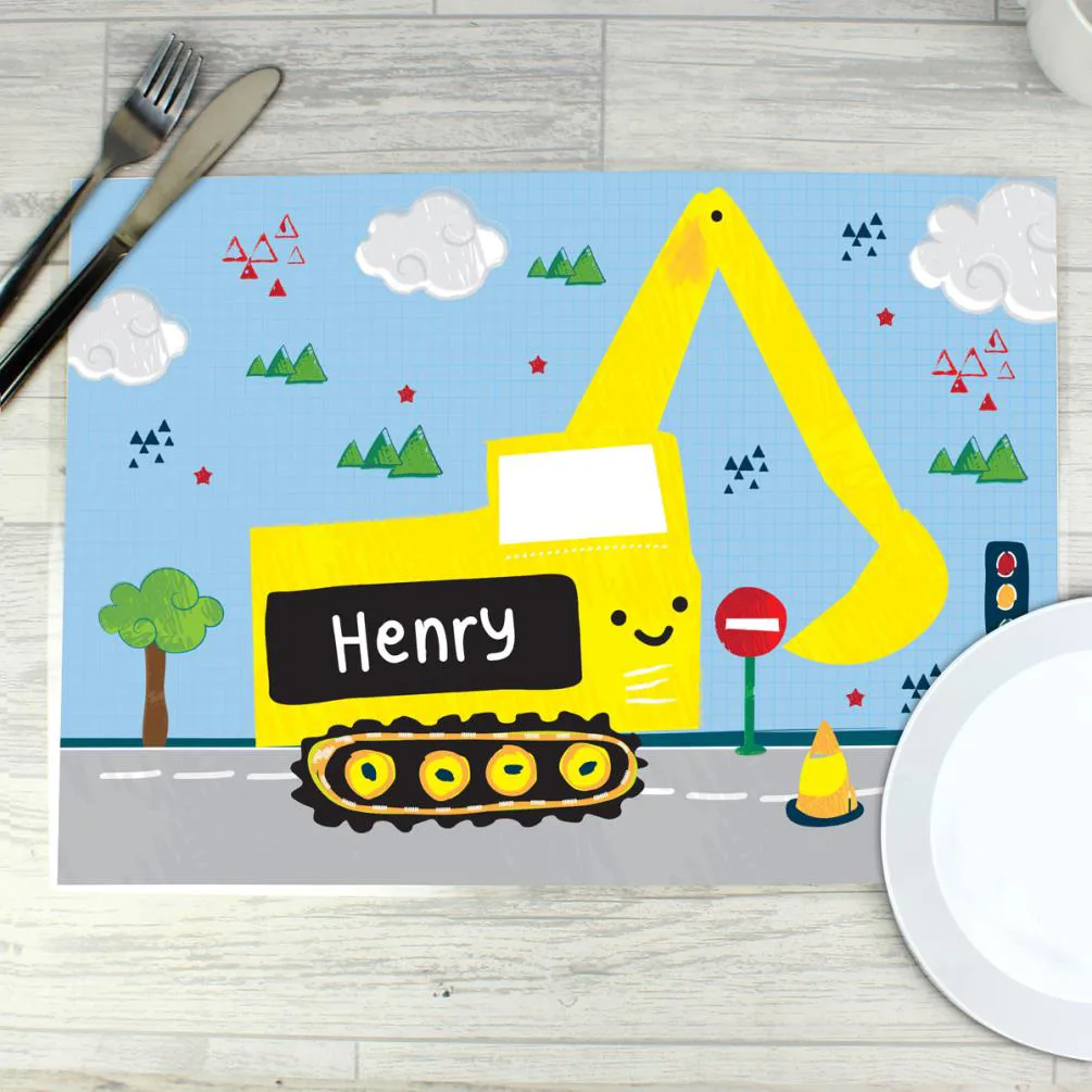 Personalised Digger Wipe Clean Placemat Extra Image 1