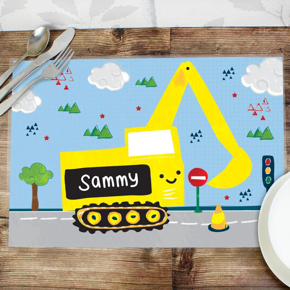 Personalised Digger Wipe Clean Placemat Extra Image 2