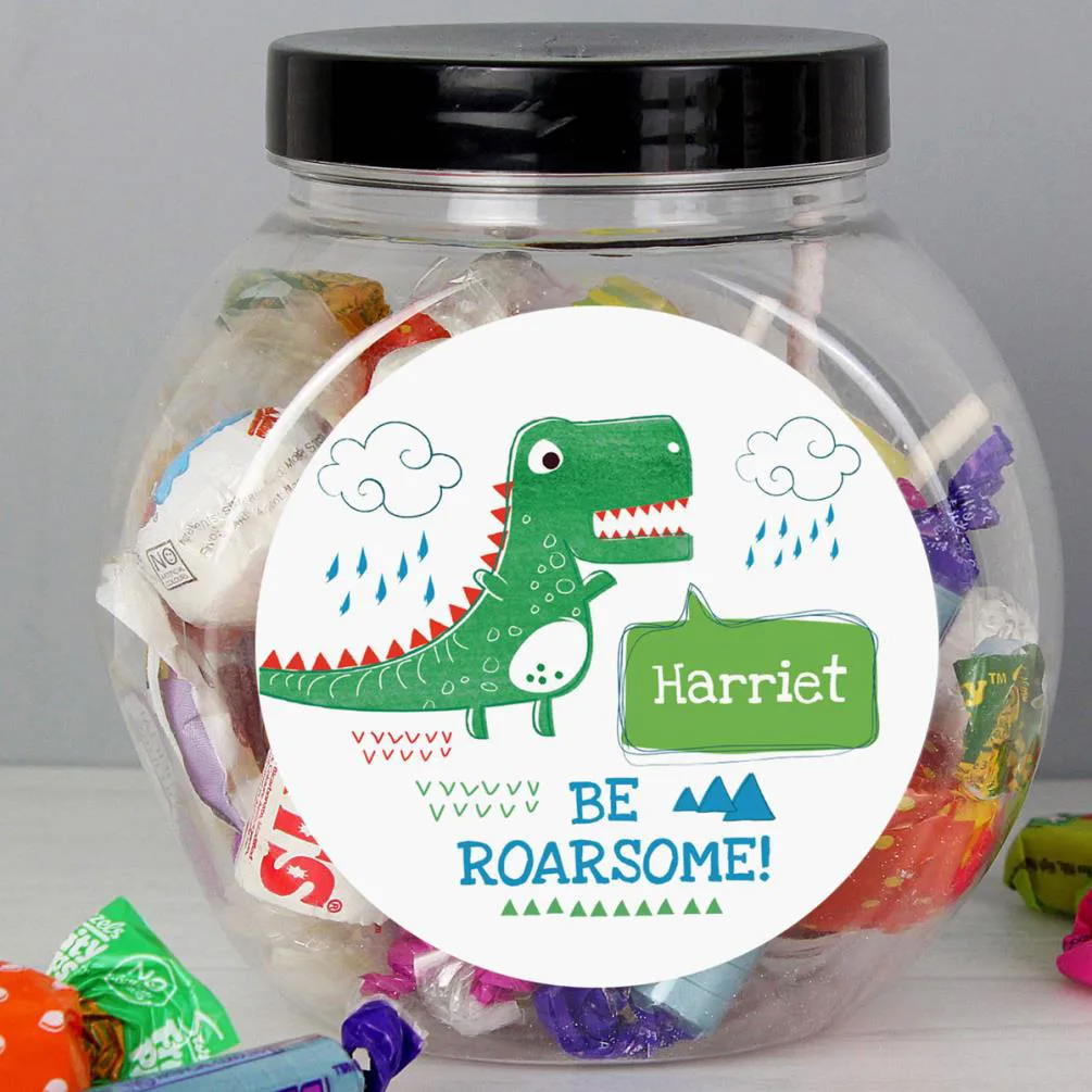 Personalised Be Roarsome Dinosaur Sweet Jar Extra Image 2