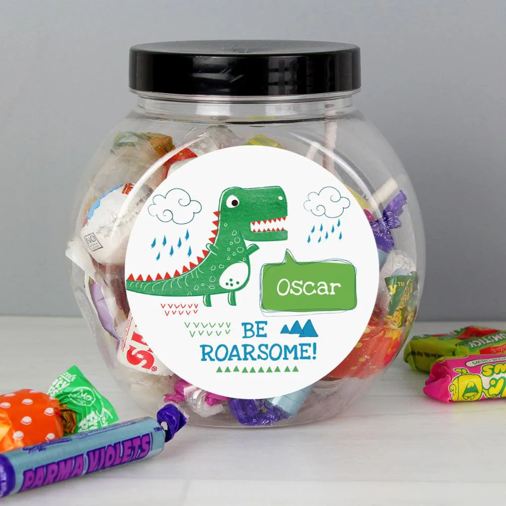 Personalised Be Roarsome Dinosaur Sweet Jar Extra Image 3