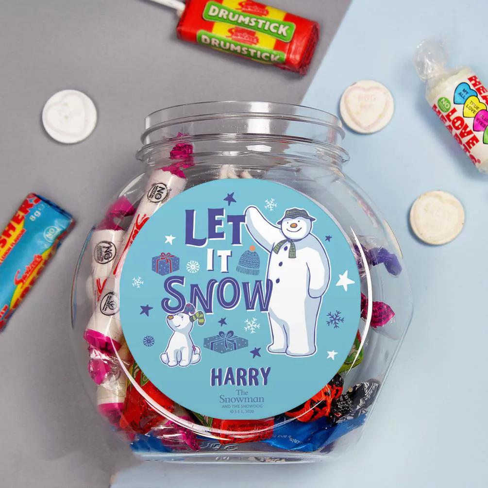 Personalised The Snowman & The Snowdog Sweet Jar Extra Image 2