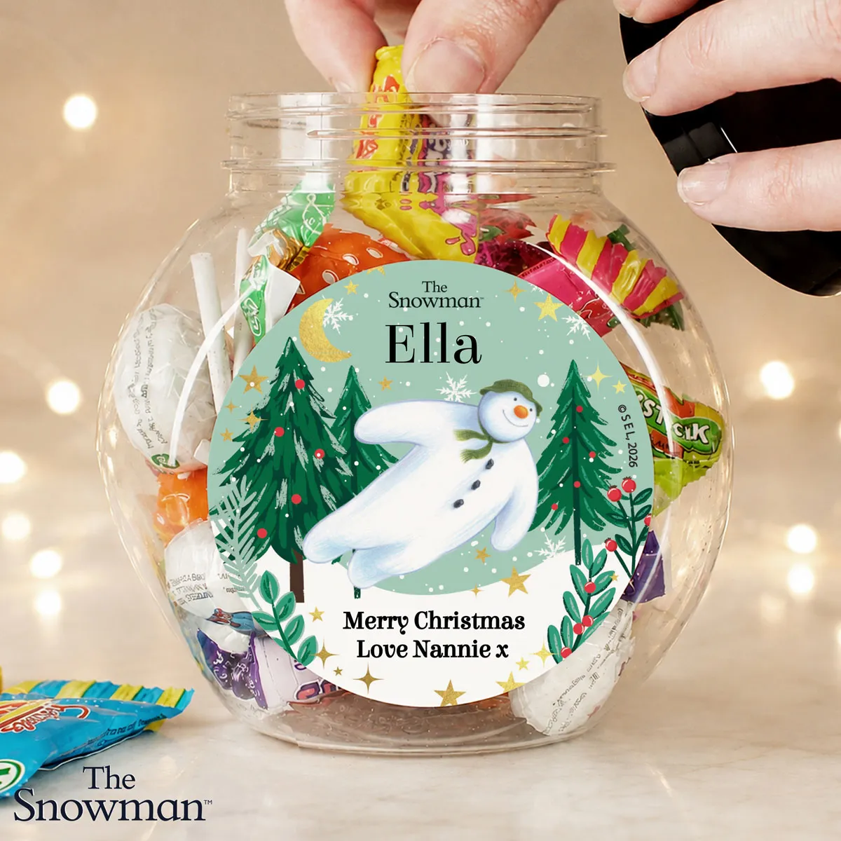 Personalised The Snowman Christmas Wishes Sweet Jar Extra Image 2