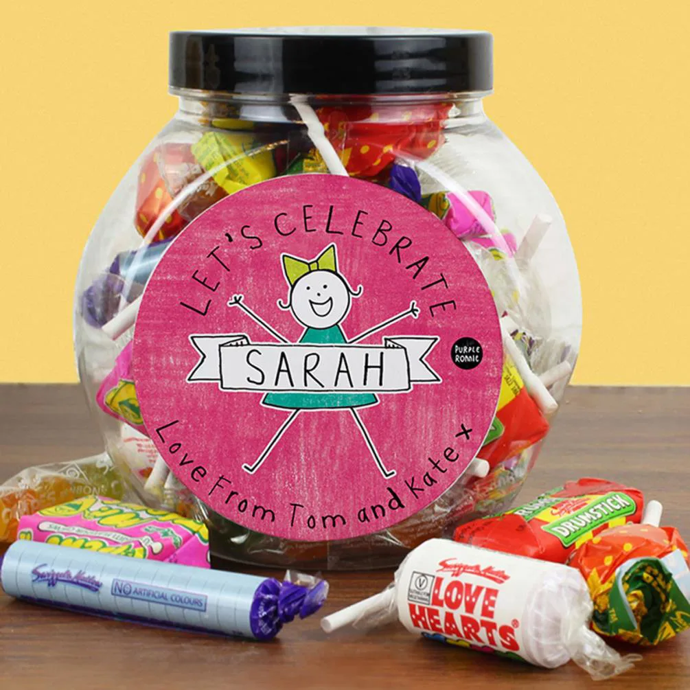 Personalised Purple Ronnie For Her Celebration 250g Sweet Jar Extra Image 1