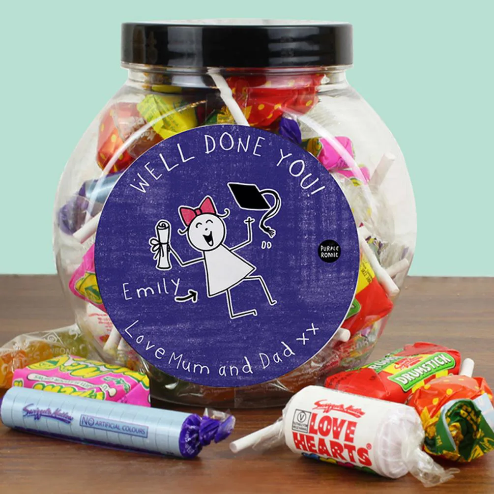 Personalised Purple Ronnie Female Graduation 250g Sweet Jar Extra Image 1