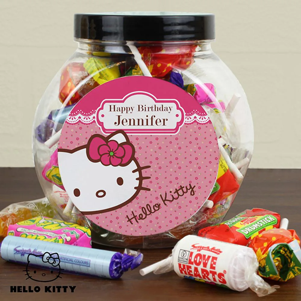 Personalised Hello Kitty Floral 250g Sweet Jar Extra Image 1